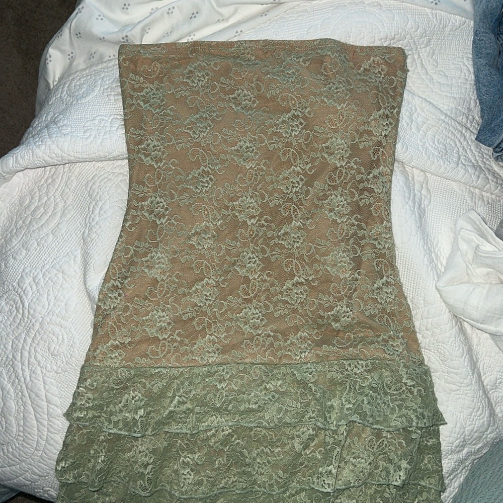 Edikted Green lace mini dress